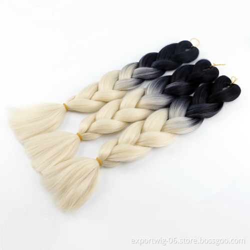 Wholesale 24Inch 100Gram Jumbo Braids Hair Synthetic Hair Extension High Quality Ombre Jumbo Synthetic Braiding Hair Extension